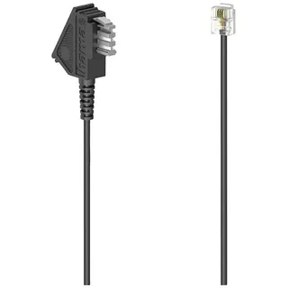 Hama Telefonkabel, TAE-F-Stecker - Modular-Stecker 6p4c] 10 m Schwarz