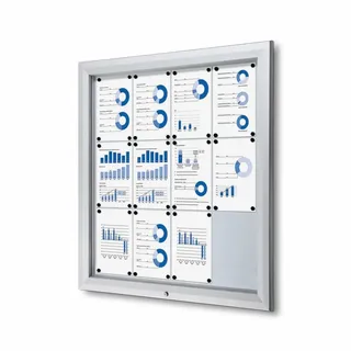 Showdown® Displays Showdown® Abschließbarer Schaukasten Magnetisch 102,5 x 106,7 cm, silber 12 x DIN A4