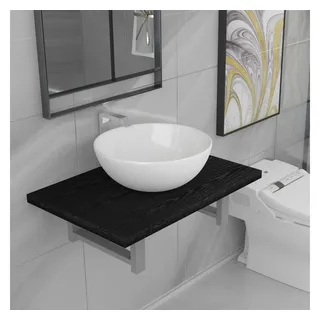 vidaXL Badmöbel-Set 2-tlg. Schwarz