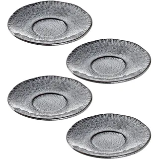 LEONARDO Matera Unterteller 4-er Set, spülmaschinengeeignete Steingut-Unterteller für Matera Tassen, 4 Keramik-Untertassen, Ø 15 cm, graun, 018590