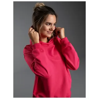 Sweatshirt TRIGEMA "TRIGEMA Dünner Oversize-Hoodie", Damen, Gr. L, pink (koralle), Sweatware, 50% Baumwolle, 50% Polyester, Basic, Sweatshirts Sweatshirt