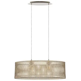 EGLO Hängeleuchte "SENDERO Pendellampe, Stahl und Holz, E27, IP20, Wohnzimmerlampe, Lampe", beige (nickel, matt ahorn), 2, H: 130cm, 1 Stk., Leuchten, Hängeleuchte, L77,5 x B25 x H130, nickel-matt, 2X60W exkl., Hängeleuchte