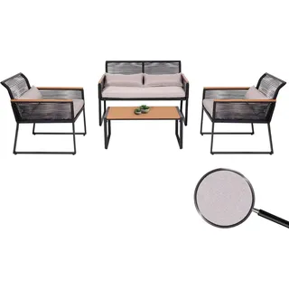Mendler Garten-Garnitur HWC-K42 7-tlg. Grau/Silber