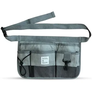 Soil & Sun Garten-Werkzeuggürtel für Frauen, Werkzeugschürze, Allzweckgürtel Damen, Lehrer, Segeltuch-Taillenschürze mit Taschen, Gartenschürzen (Grau)