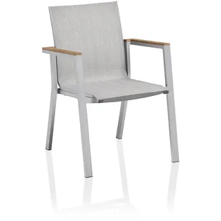 Kettler Rasmus Teak Stapelsessel Aluminium/Outdoorgewebe