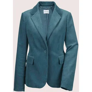 Jerseyblazer MADELEINE "Cordblazer Klassischer Cordblazer mit Reverskragen", Damen, Gr. 36, blau (blaugrau), Obermaterial: 98% Baumwolle CO. 2% Elasthan EL., Modern, normal, Blazer Jerseyblazer, Cord