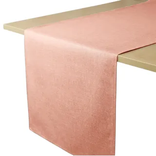 Decomira Tischläufer wasserabweisend Leinen-Optik - Fleckschutz, abwaschbar - Als Garten-Tischdecke Outdoor für Esstisch - Rosa - 40x140 cm
