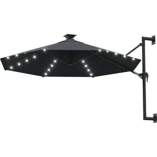 vidaXL Sonnenschirm zur Wandmontage mit LEDs 300 cm Anthrazit - Grau