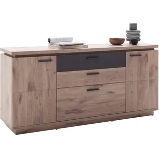 Cantus Sideboard , Anthrazit, Eiche dunkel , Metall , 3 Schubladen , 170x81x44 cm , Typenauswahl , Wohnzimmer, Wohnwände, Wohnwand-Serien