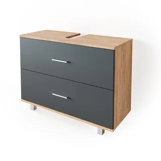 Vicco Waschbeckenunterschrank Vicco Ilias Anthrazit/Goldkraft Eiche 80 x 60.8 cm, Model 34586 - Grau