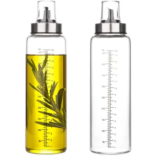 hotder Öl Flaschen Essig Flasche 500ml 2er Pack, Olivenöl Ölspender aus Glas, Behälter mit klarer Skala, Dispenser Essigspender für Öl, BBQ, kochen