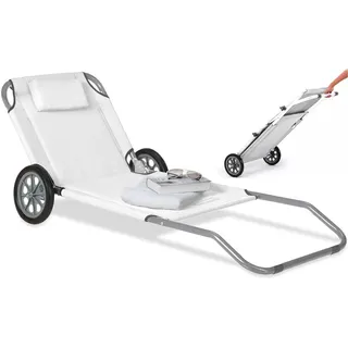 Avilia Sonnenliege, Legierter Stahl Polyester, Weiß, 185 x 65 x 38 cm