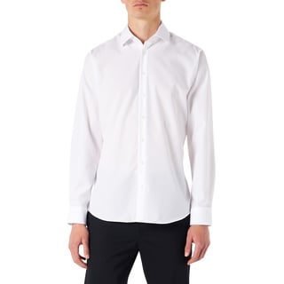 Seidensticker Herren Shaped Bügelfrei Kent Langarm Business Shirt, Weiß, 38 EU