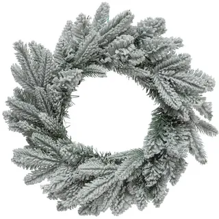 Atmosphera Createur d ́interieur Weihnachtskranz Tannenzweige mit Schnee Ø 40 cm , Grün , Kunststoff , 40x8x40 cm , Dekoration, Weihnachtsdekoration