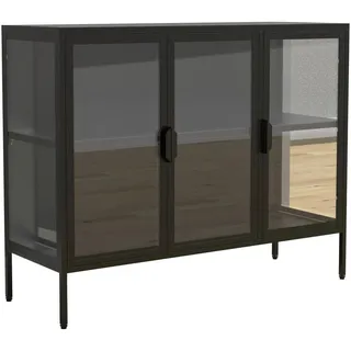 VCM Vitrine 110 x 80 x 35 cm Schwarz
