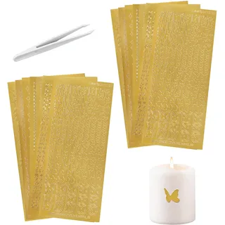 14 Stück Wachsbuchstaben für Kerzen Gold – Sticker zum Aufkleben