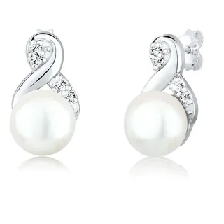 Elli Ohrringe Damen, Infinity Glas Kristalle Weiß 925 Sterling Silber silberfarben