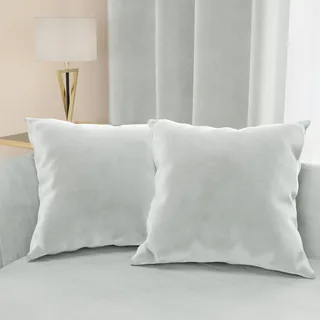 Petti Artigiani Italiani - 2 Sofakissen aus Samt mit Füllung, Kissenbezüge für Schlafzimmer, Möbelkissen aus Samt mit verdecktem Reißverschluss, Hellgrau, 2 Stück - 30 x 30 cm