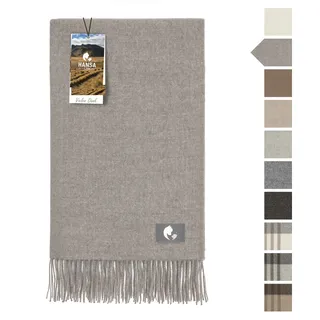 HANSA-FARM | Große Baby Alpaka Decke - 180 x 130 cm - Kuschelig weich aus 100% Baby Alpakawolle (kratzfrei, ungefärbt) Plaid Tagesdecke & Alpaka Wolldecke - Steingrau Uni (Grau)