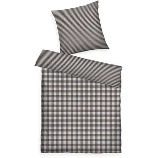 Tom Tailor CLASSIC CHECK Flanell Grau 135 x 200 cm + 80 x 80 cm