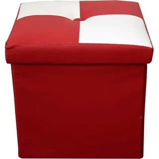 Rebecca Mobili Gepolsterter Hocker aus Holzfaser und Kunstleder, schwarz und rot - Rot