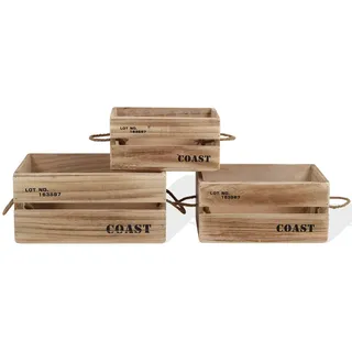 Mobili Rebecca Holzkisten Set, 3 pieces Braun 25/36/17 cm , Holz , 25x17x36 cm , Dekoration, Dekofiguren & Skulpturen, Dekoobjekte