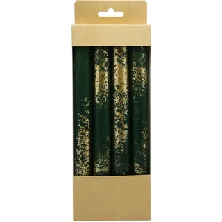 DONAU HOME SET Stabkerzen, Tafelkerzen AURA, 4 Stück, Ø 2,2 × 24cm, Grün Golden, zur Dekoration im Wohnzimmer, Bad