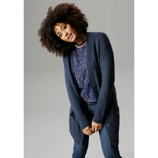 Aniston SELECTED Longstrickjacke mit aufgesetzen Taschen, blau