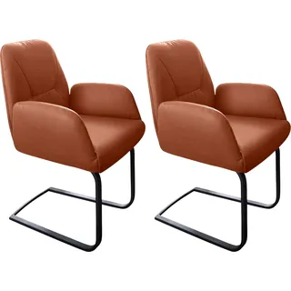 W.SCHILLIG Freischwinger »ole« (Set) 2 Stk.2er- oder 4er-Set, Gestell in Schwarz pulverbeschichtet, braun