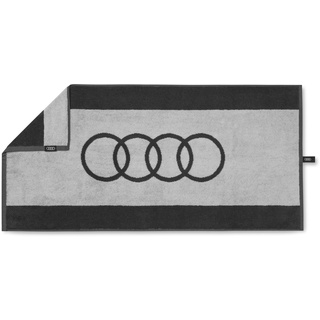 Audi Collection Audi 3132301800 Handtuch Ringe Logo Badetuch Badehandtuch Strandtuch, 150x80cm, grau