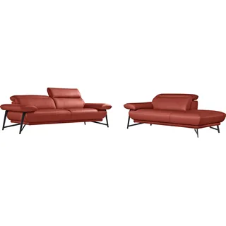 Egoitaliano "Anais, Design mit hohem Sitzkomfort, Fußfarbe schattengrau", Set, Kopfteil verstellbar, Leder BULL, marsala, marsala