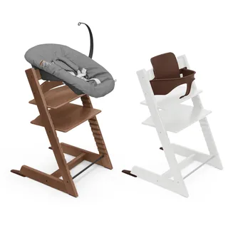 Stokke Tripp Trapp Hochstuhl, Warm Brown (inklusive Stuhl & Baby Set2) mit Newborn Set (Anthracite) - Sicheres, verstellbares, ergonomisches Design