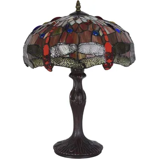 Jugendstil Tischlampe Tiffany Lampe Libellen Leuchte Glas Nachttischlampe