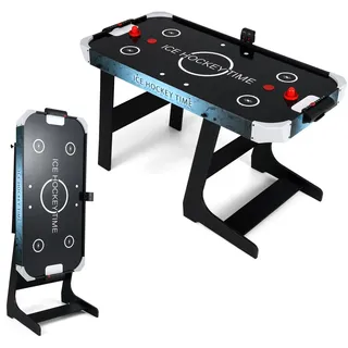 HOMASIS Airhockey Tisch klappbar, Air Hockey Spieltisch mit 12V-Motor & LED-Punktezähler, elektronischer Tischhockey inkl. 2 Pucks & 2 Schiebern, Airhockeytisch Lufthockey für Kinder & Erwachsene