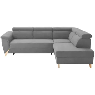 Stylife Ecksofa , Grau , Holz , Buche , vollmassiv , Ottomane rechts, L-Form , 265x200 cm , Stoffauswahl, seitenverkehrt erhältlich, Rücken echt , Wohnzimmer, Sofas & Couches, Wohnlandschaften, Ecksofas