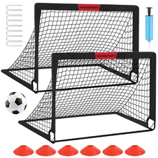 Fußballtor für Kinder für Hinterhof, 2 x 1,2 m, tragbares Fußballtor-Trainingsgerät, Pop-Up-Kleinkind-Fußballnetz mit Fußballball, Fußball-Set für Kinder- und Jugendspiele, Sport, Spielen im Freien