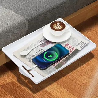 cozary Bettseitiges Nachttisch Nachttischregal, Schwebender Nachttisch mit Kabelführung für Hochbett & Etagenbett, Clip-On Design als Regal, Wohnheim Deko Platzsparende Schlafzimmer-Organizer, Weiß