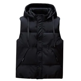 Icegrey Herren Daunenweste mit Kapuze ärmellos Steppweste | Leicht Bodywarmer Warm Gilet Stehkragen