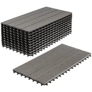 Ventanara® WPC Holz Kunststoff Fliesen Terrassenfliesen Klickfliesen Balkonfliesen 11 Stück = 2m2 (30 x 60 cm, Grau Standard)