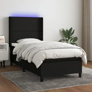 The Living Store Boxspringbett mit Matratze & LED Schwarz 90x200 cm Stoff - Schwarz