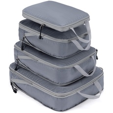 Meowoo Packing Cubes Kompression Koffer Organizer Packwürfel Packtaschen Kleidertaschen Verpackungswürfel Gepäck Aufbewahrung Taschen (Grau 4stk)