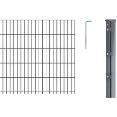 Alberts 657567 Doppelstabmattenzaun als 17 tlg. Zaun-Komplettset | verschiedene Längen und Höhen | anthrazit | Höhe 143 cm | Länge 15 m