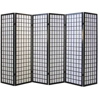 Homestyle4u Paravent Raumteiler 3 4 5 6 teilig Trennwand Shoji Faltbar Schwarz - Paravents, Paravents