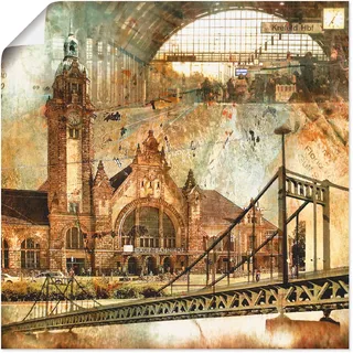 Artland Wandbild "Krefeld Skyline Abstrakte Collage" Gebäude 1 Stk. tlg. als Leinwandbild, Poster in verschied. Größen, farbe bild(er): braun