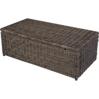 Modulares Poly-Rattan Alu-Sofa RomV 37x111x58cm naturgrau, Couchtisch, PE-Platte - Grau