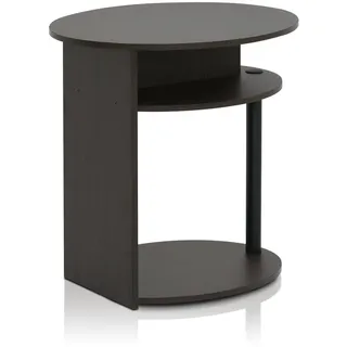Furinno JAYA Ovaler Beistelltisch mit moderen Design, holz, Walnuss/Schwarz, 39.37 x 39.37 x 49.02 cm