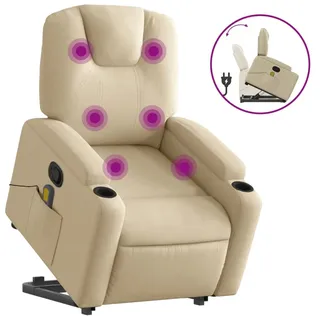 vidaXL Massagesessel mit Aufstehhilfe Creme Stoff - Creme