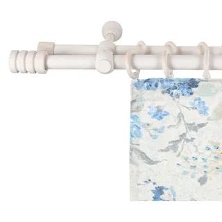 Gardinenstange SN DECO GROUP "Pisa" Gr. 9, weiß (weiß antikfarben), L:360cm, Holzwerkstoff, Gardinenstangen, Gardinenstange, 28 mm, Holz, verschiedene Längen und Farben, Komplettset