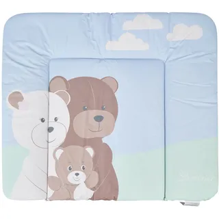 Sterntaler Wickelunterlage Familie Bär aus pflegeleichtem, abwischbarem Material, weich gepolstert für den Wickelbereich, hygienisch und alltagstauglich, 72 × 85 × 5 cm – eisblau