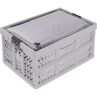 Klappbox KEEEPER "Profi-Klappbox ben 45l und faltbare Isoliertasche neo 40l", graphite, nordic grau, B:54cm H:28cm T:37cm, Kunststoff, Einkaufskörbe, Klappbox, Soft-Touch-Griffe, zusammenklappbar, wasserabweisend